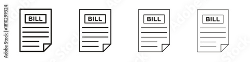 Bill paid icons collection web design, minimal line style