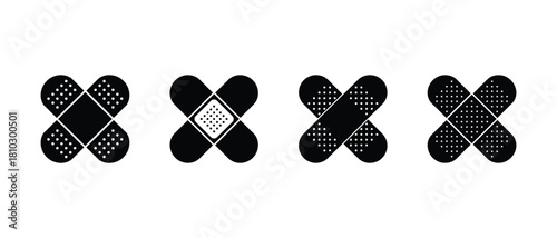 Black and white bandages arranged