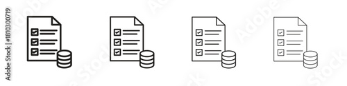 Budget planning icons collection web design, minimal line style