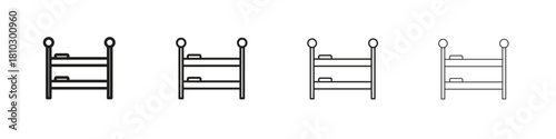 Bunk bed icons collection web design, minimal line style