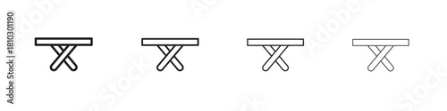 Camping table icons collection web design, minimal line style