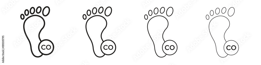 Fototapeta premium Carbon footprint icons collection web design, minimal line style