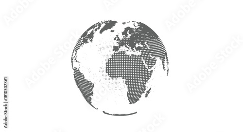 Halftone vector globe with world map continents, ideal for global communications