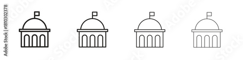 City hall building icons collection web design, minimal line style