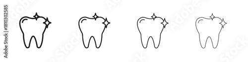 clean tooth icons collection web design, minimal line style