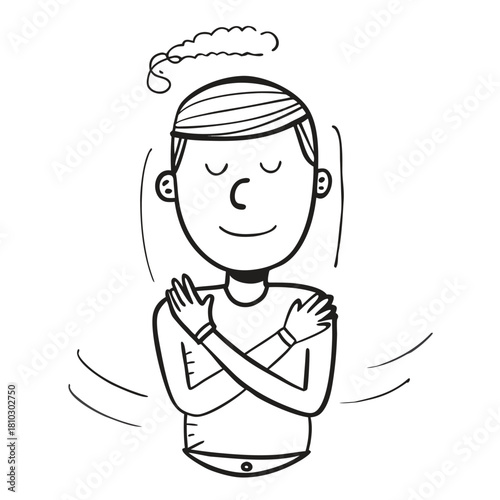 A person is hugging themselves, showing selflove and selfcare