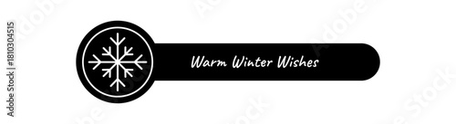 Black and white snow flake sticker with line ornament serves as winter box seal and lid label. Snowflake element ornament add a christmas touch with a simple flat style perfect for festive