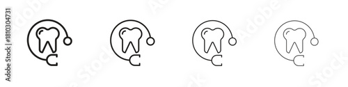 Dental care icons collection web design, minimal line style