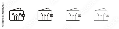 Digital wallet icons collection web design, minimal line style