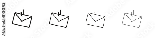 Email phishing icons collection web design, minimal line style
