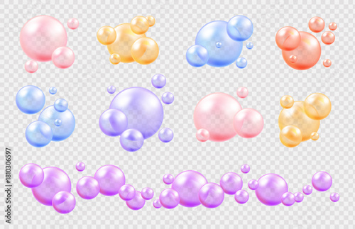 Pastel fizzy bubble design on a transparent background with soft sparkling elements.