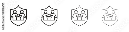 Family insurance icons collection web design, minimal line style