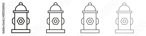 Fire hydrant icons collection web design, minimal line style