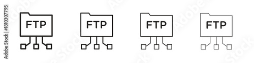FTP icons collection web design, minimal line style