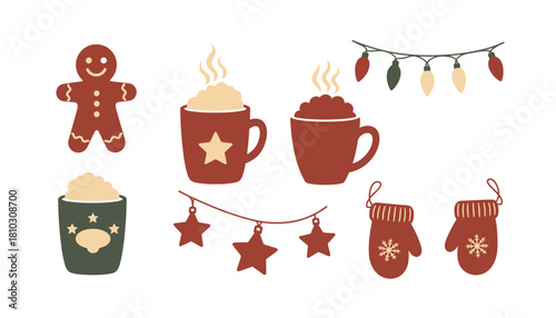 Festive Christmas Treats and Decorations Illustration.