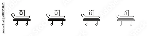 Hospital bed icons collection web design, minimal line style