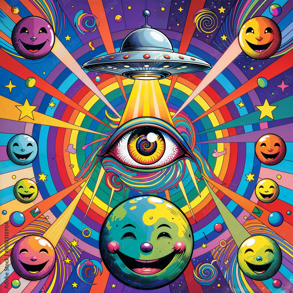 Fototapeta premium Rainbow Psychedelic Space Poster
