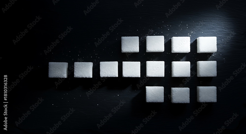Fototapeta premium Minimal Sugar Cube Arrangement on Dark Background