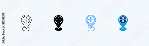 Hospital Location Multiple Icon Illustration Vector