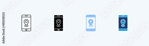 Mobile Location Multiple Icon Illustration Vector