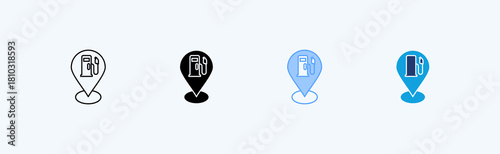 Gas Station Multiple Icon Illustration Vector