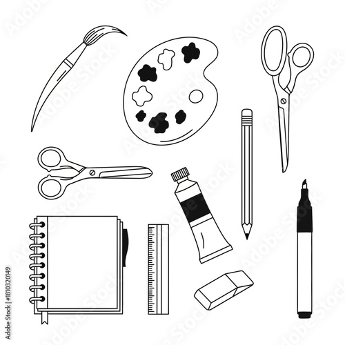 Inspiring collection of art and craft supplies for creative projects, drawing, painting, and design work