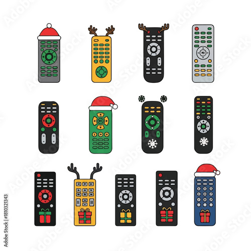 Festive Remote Controls: A Christmas-Themed Collection of TV Remotes.