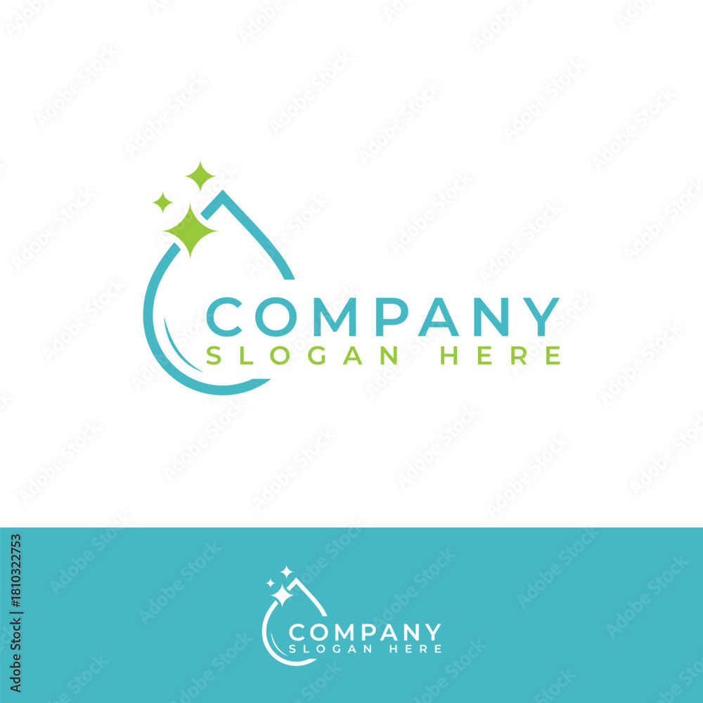 Obraz premium Smart clean logo with outline droplet design flat style design symbol