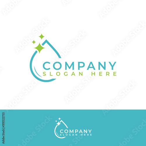 Smart clean logo with outline droplet design flat style design symbol