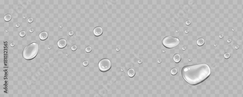 White droplets on a transparent background with fresh condensation effect.