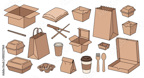 Brown Paper Packaging Vector Illustration for Eco-Friendly Business