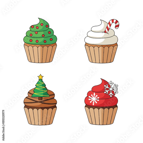 Festive Christmas Cupcakes: Holiday Treats with Unique Designs.