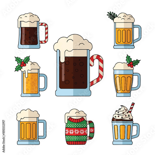 Festive Beer Mugs Collection: Holiday Cheer in Every Sip.