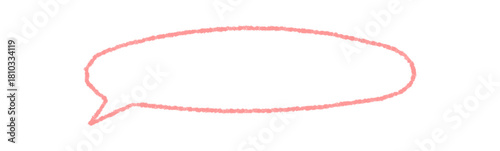 Hand drawn crayon bubble with organic talk outline and soft round sketch. Speech rectangle for conversation or chat message graphic, empty and pastel, ideal for outline textbox or dialogue