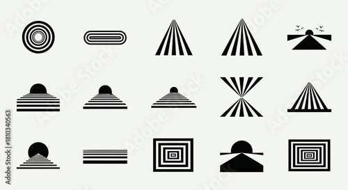 Tableau sur toile Modern abstract geometric shapes and patterns creating a sense of depth, perspec
