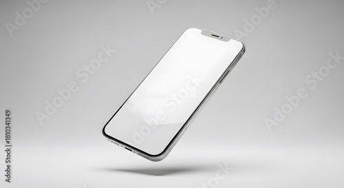 Modern Smartphone Mockup with Blank Screen on Grey Background perfect for website banner, app showcase, marketing materials, product presentation, UI/