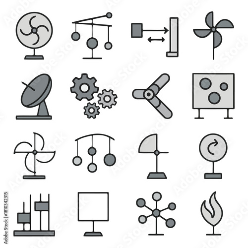 Wind and Mechanical Elements: An artistic composition of wind-related and mechanical elements, each a testament to innovation and functionality, meticulously designed to inspire and inform.