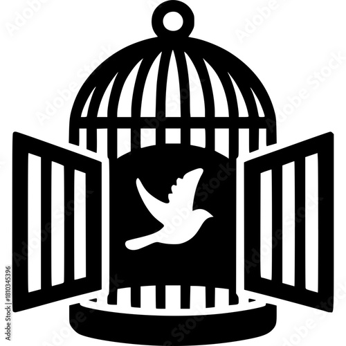 Open Bird Cage Icon Vector