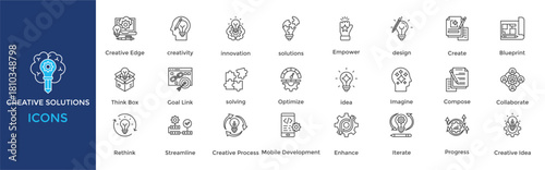 Creative Solutions icon set. Containing creativity, innovation, solutions, Empower, design, Create