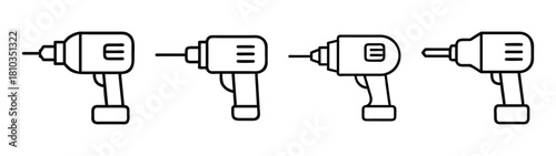 Impact driver vector illustration: power tool, cordless drill, construction equipment, diy project, set