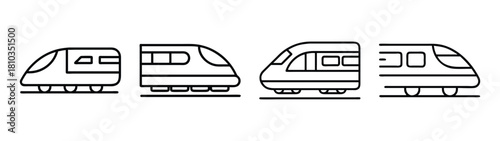 Train outline vector illustration set, modern train, bullet train, high speed train, transportation