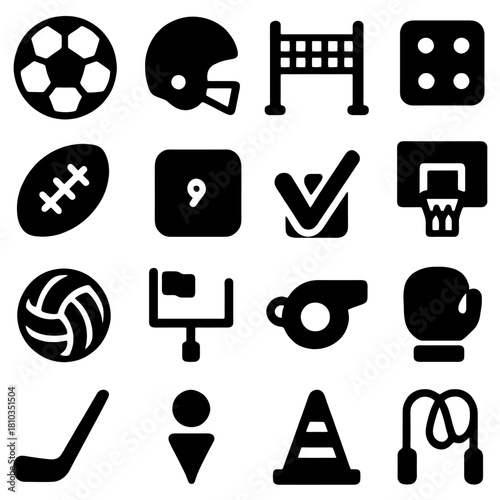 Sports Icons: A comprehensive set of iconic images, each representing a distinct sport, perfect for a wide range of applications.