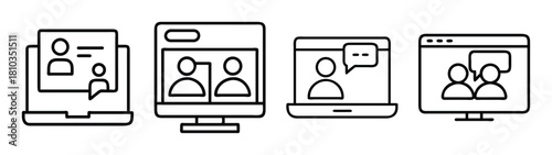 Online meeting communication on different devices vector illustration for remote work and chat app design