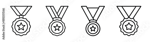 Collection of award medals with star design vector illustration for achievement concept