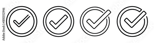 Check mark vector icon set design illustration graphic element for correct approved choice right 