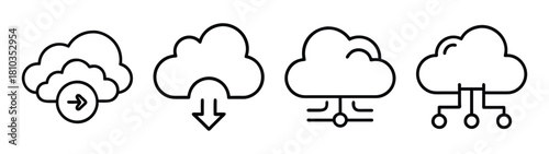 Cloud computing services download and upload data storage network technology vector illustration