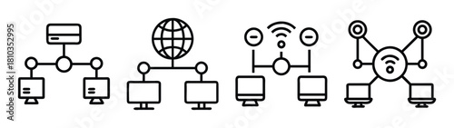Network topology diagram of server client internet connection wifi access point structure design