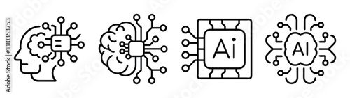Ai artificial intelligence technology brain machine learning neural network concept vector design