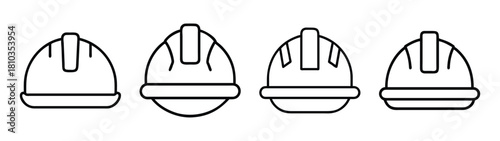 Discover different hard hat styles construction safety equipment vector outline illustration