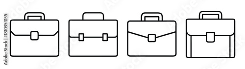 Briefcase vector set, business bag, leather bag, portfolio, office bag, document case, work bag vector
